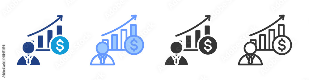 Poster business icon set multiple style collection
