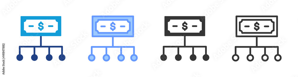 Poster Cost Structure icon set multiple style collection