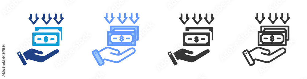 Poster Revenue Streams icon set multiple style collection