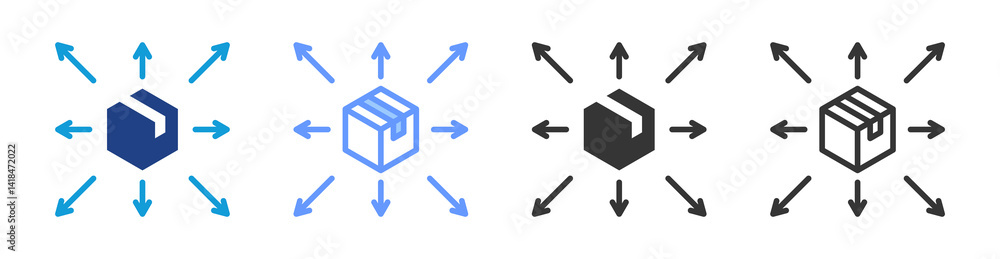 Poster distribution icon set multiple style collection
