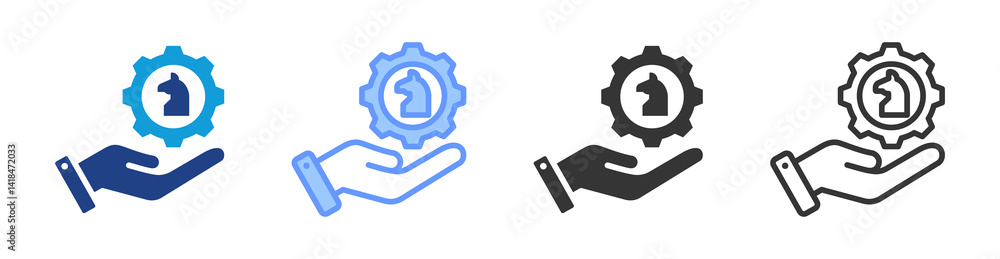 Poster strategy icon set multiple style collection