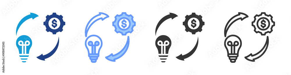 Poster Implementation icon set multiple style collection