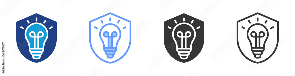 Poster idea protection icon set multiple style collection