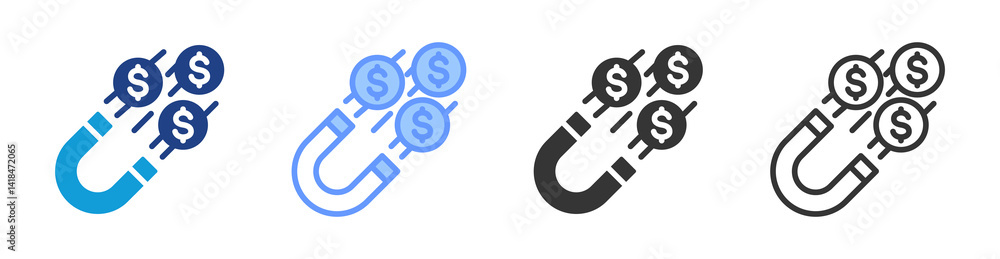 Poster attract money icon set multiple style collection