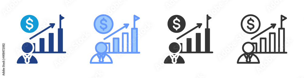 Poster achievements icon set multiple style collection