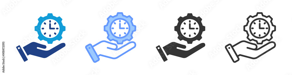 Aufkleber time management icon set multiple style collection