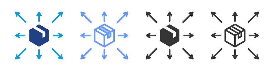 Distribution icon set multiple style collection