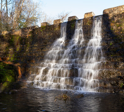 Water cascading down a stone dam, Fordyce Ricks Pond Dam, Hot Springs National Park, Arkansas