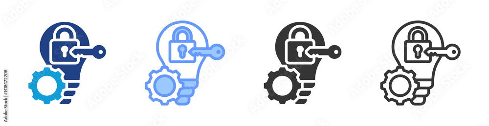 Poster key innovation icon set multiple style collection