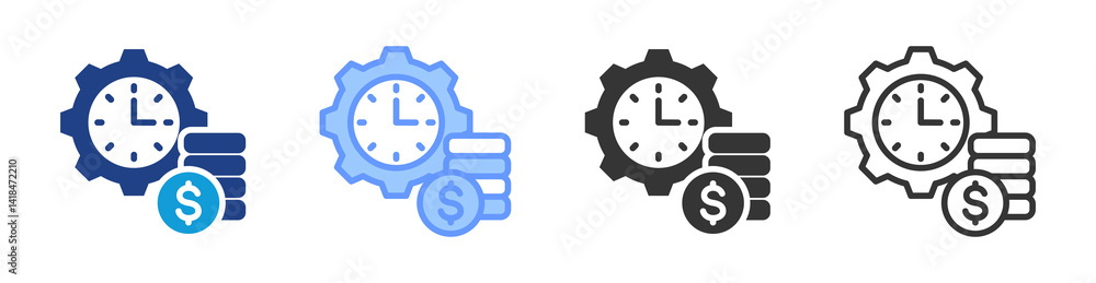 Poster time is money icon set multiple style collection