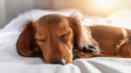 小型犬のカワイイ寝顔（ミニチュアダックス）