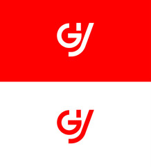 Red and White GY Logo Design Minimalist, Modern, Intertwined Letters