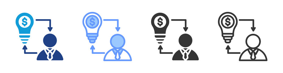 Individual Entrepreneurs icon set multiple style collection