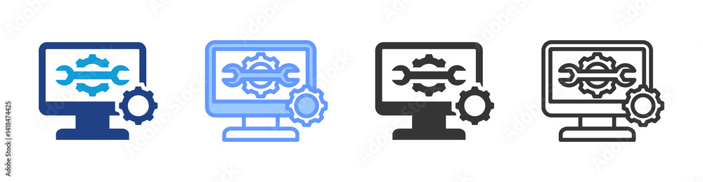Poster Computer Service icon set multiple style collection