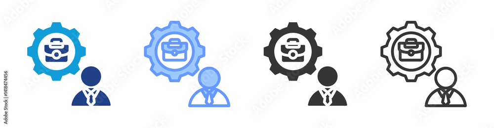 Poster manager business icon set multiple style collection