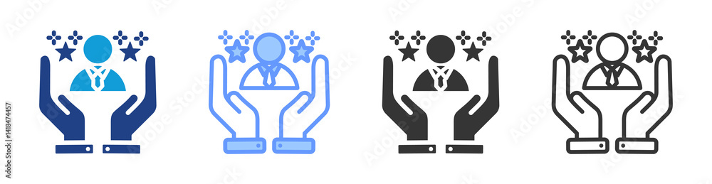 Poster success icon set multiple style collection