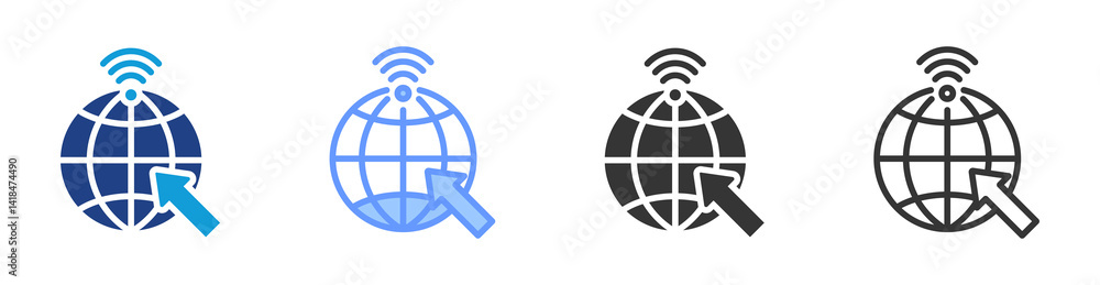 Poster Internet Access icon set multiple style collection