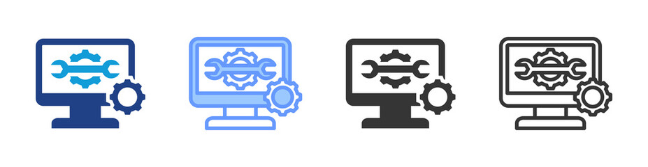 Computer Service icon set multiple style collection