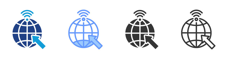 Internet Access icon set multiple style collection