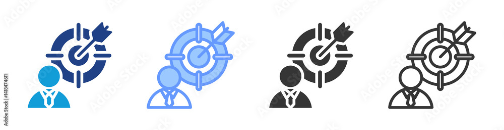 Poster goal icon set multiple style collection