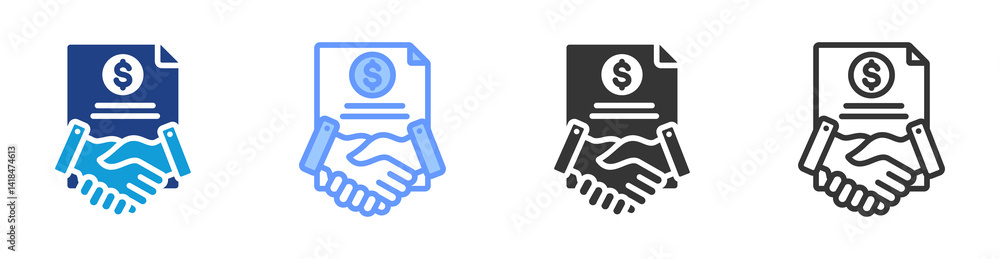 Poster agreements icon set multiple style collection