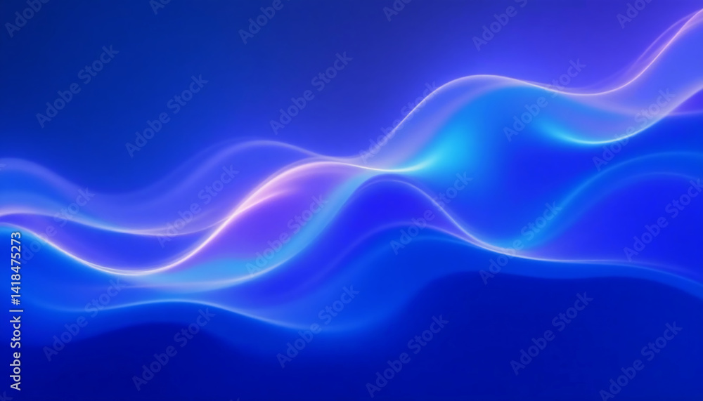 Poster soft, undulating waves of blue and purple merge seamlessly on a luminous backdrop, creating an ether