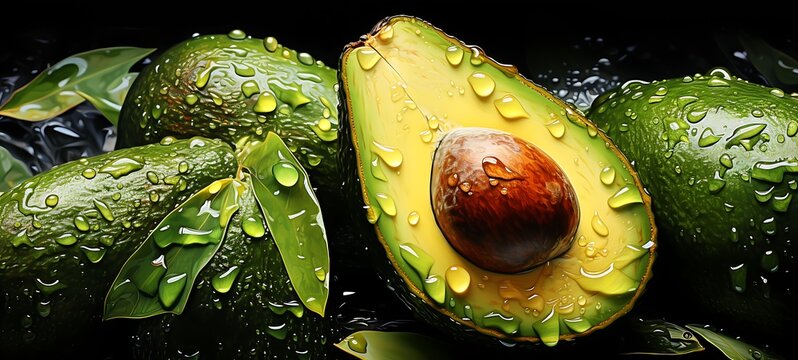abstrak mozaic color of avocado in drakness art, ai generative