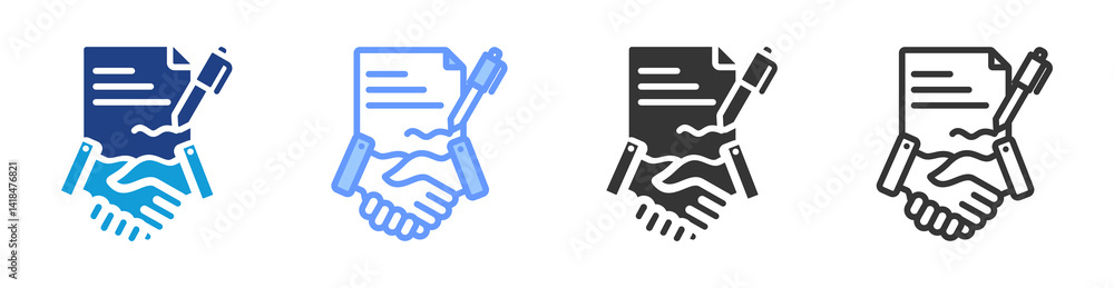 Aufkleber contract formation icon set multiple style collection