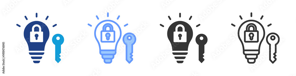 Poster intellectual property icon set multiple style collection