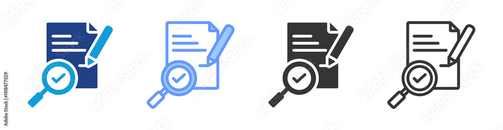Poster Documents Preparations icon set multiple style collection