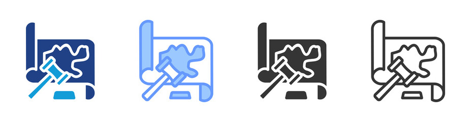 Land Dispute icon set multiple style collection