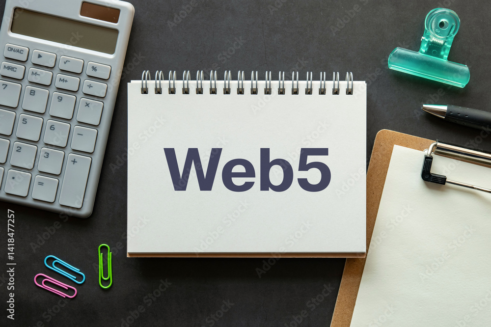 Poster there is notebook with the word web5. it is as an eye-catching image.