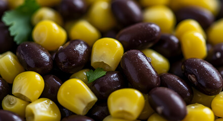 Macro Photo Featuring Corn and Black Beans, a Flavorful Mexican Combination