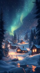 Realistic and enchanting nordic village blan