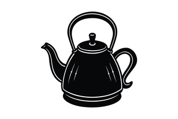 Tea kettle silhouette vector illustration isolated on white background