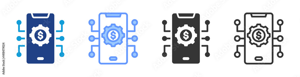 Poster Technology icon set multiple style collection