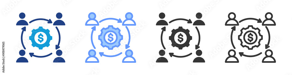 Poster Collaborative Model icon set multiple style collection