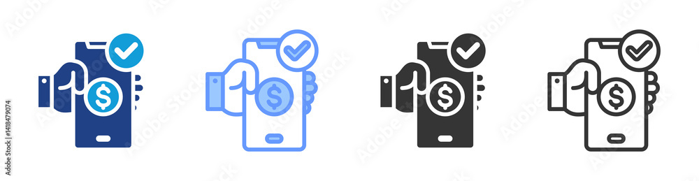 Poster carrier billing icon set multiple style collection