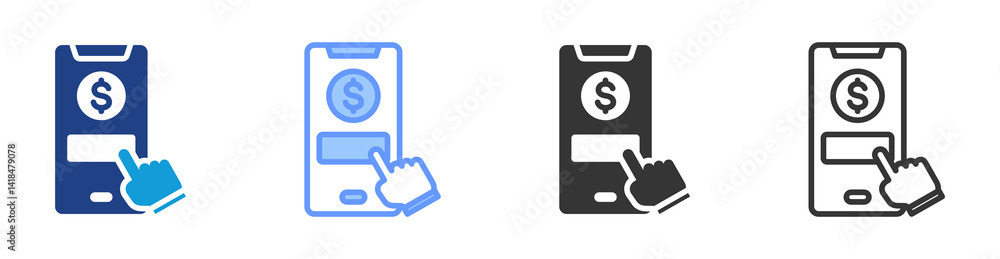 Poster payment app icon set multiple style collection