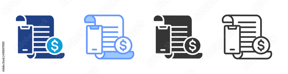 Poster mobile billing icon set multiple style collection