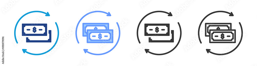 Poster Transaction icon set multiple style collection