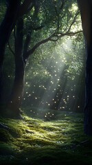 Obraz premium Realistic and magical nighttime forest scene