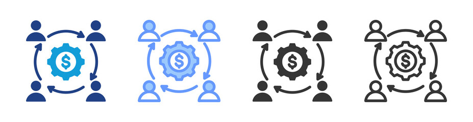 Collaborative Model icon set multiple style collection
