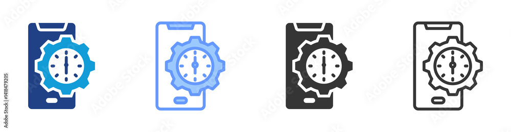 Aufkleber 24 hour icon set multiple style collection
