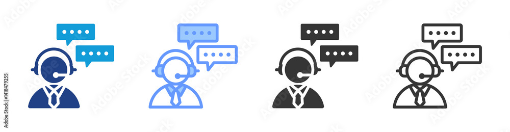 Poster live chat icon set multiple style collection