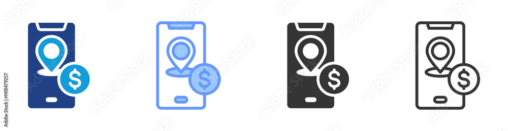 Aufkleber location icon set multiple style collection