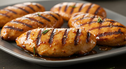 Grilled Chicken Breasts With Glaze Ready To Be Served As A Delicious Dinner