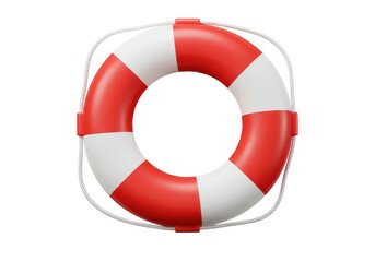 3d life preserver ring red and white isolated isolated on white background