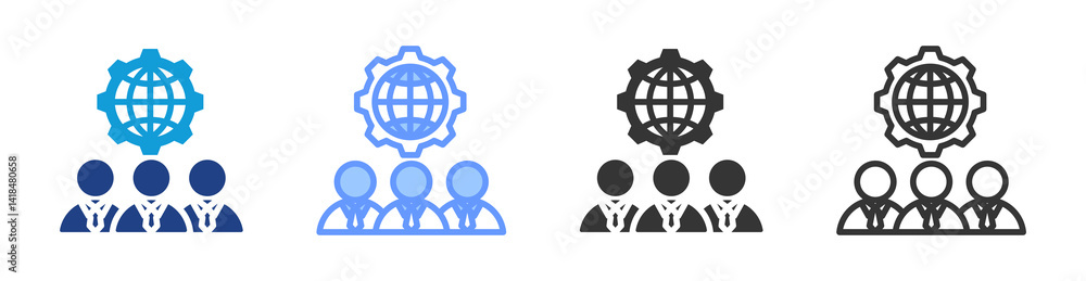 Poster outsourcing icon set multiple style collection