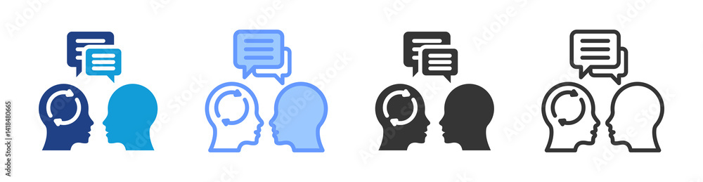 Poster social skill icon set multiple style collection